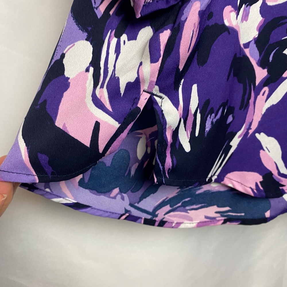 Catherines Womenʻs Plus Size Purple | Pink 3/4 Sleeve Button Down Blouse 1X - Picture 7 of 8